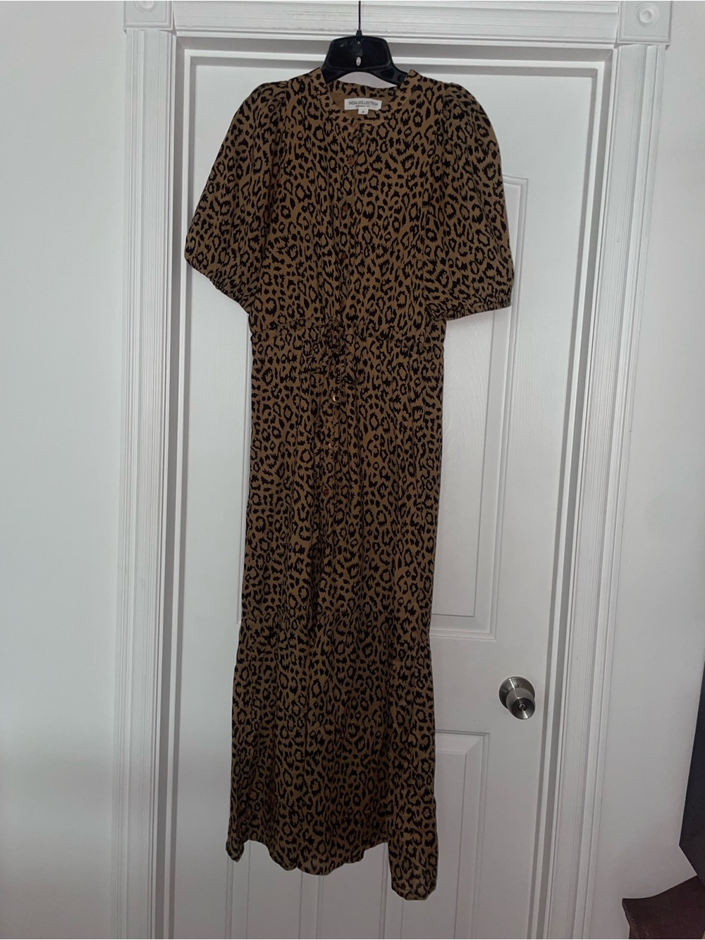 Emerson Fry India Collection Lucy Dress Vintage Leopard Organic Cotton Sz Small - Picture 6 of 13